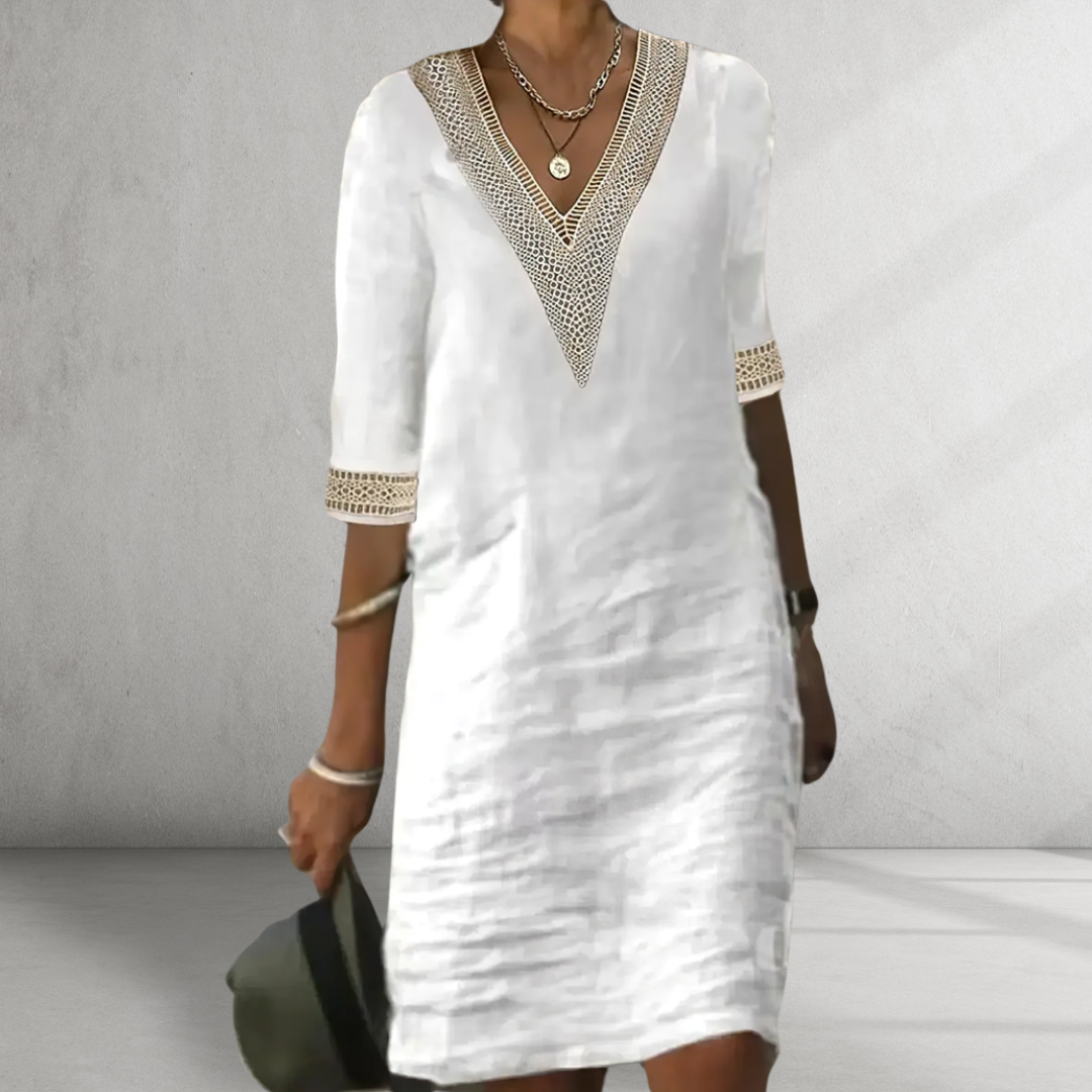 JANNEKE I ELEGANTES V-AUSSCHNITT KLEID