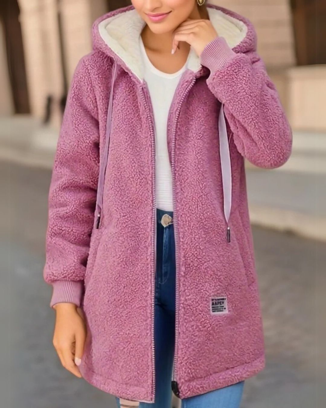 ANNELORE I FLEECE-WINTERJACKE MIT KAPUZE