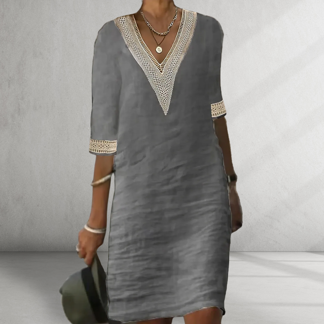 JANNEKE I ELEGANTES V-AUSSCHNITT KLEID