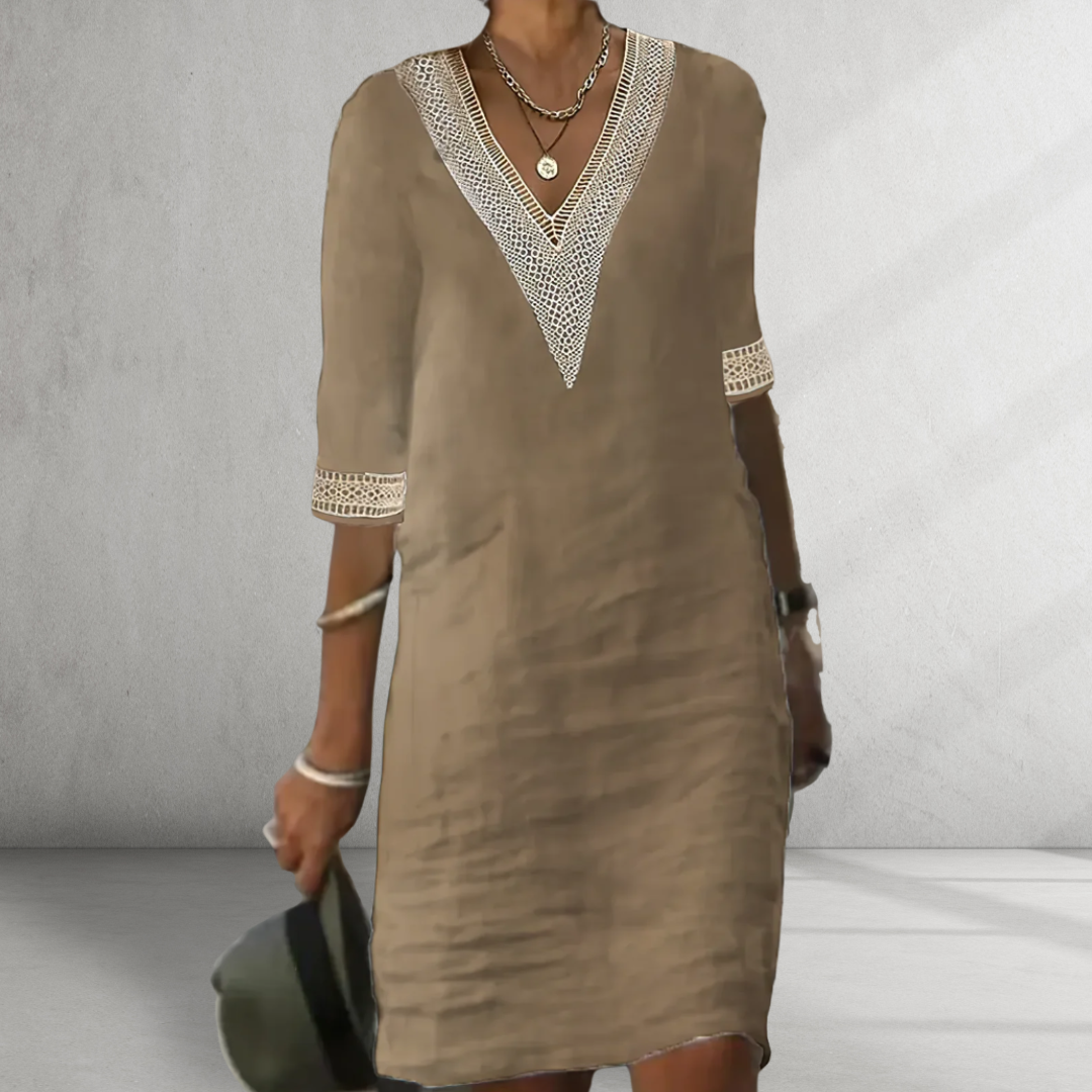 JANNEKE I ELEGANTES V-AUSSCHNITT KLEID