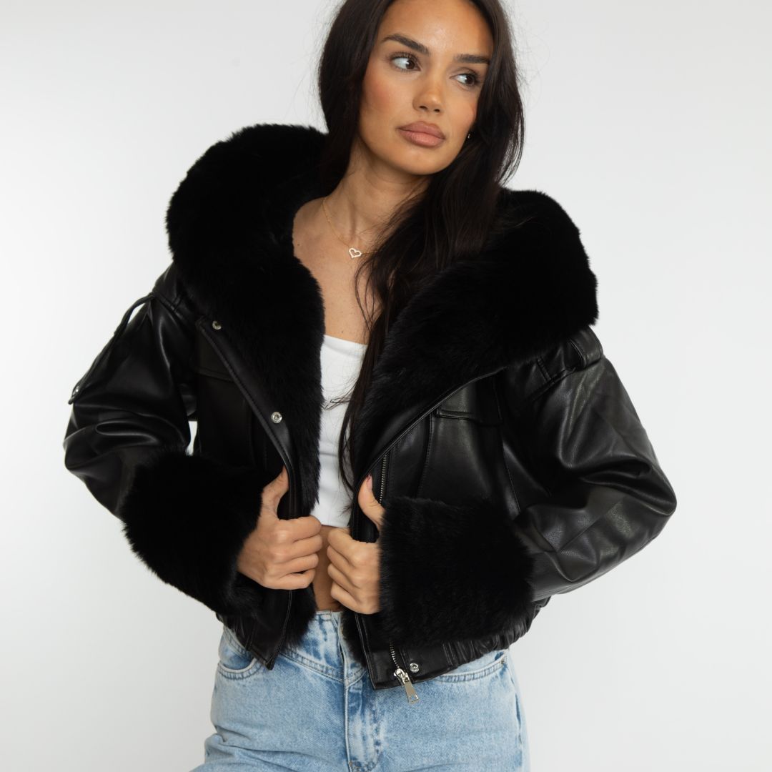 NADINE I PELZGEFÜTTERTE LEDERJACKE