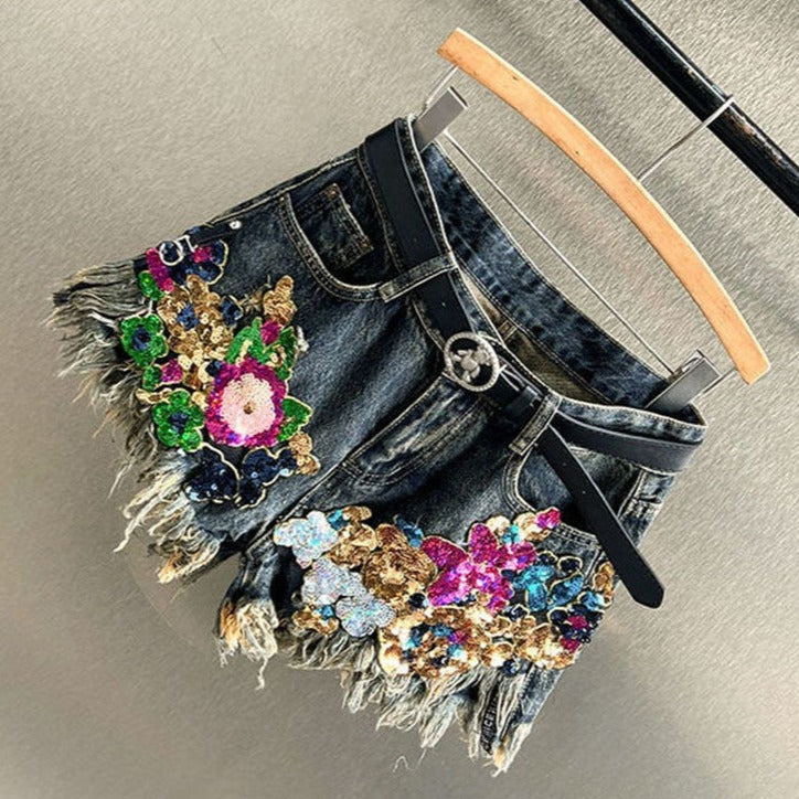 FRIEDEGARD I GEBLÜMTE DENIM-SHORTS