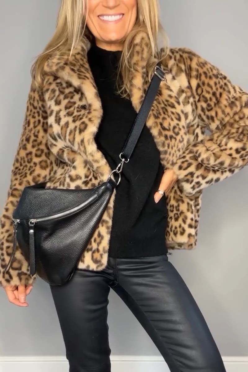 GERLINDE - MANTEL MIT LEOPARDENMUSTER