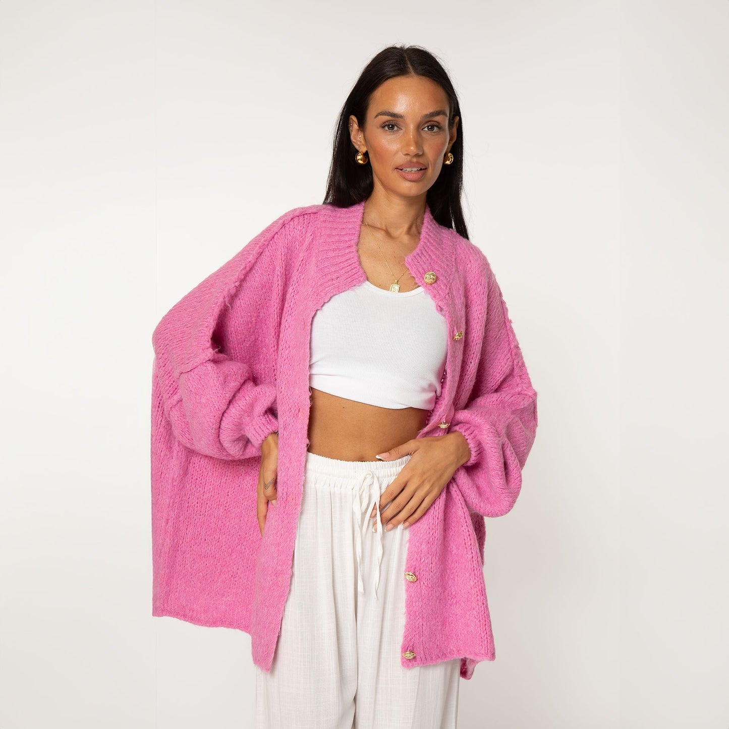 CLARA I SCHICKE ÜBERGROßE STRICKJACKE