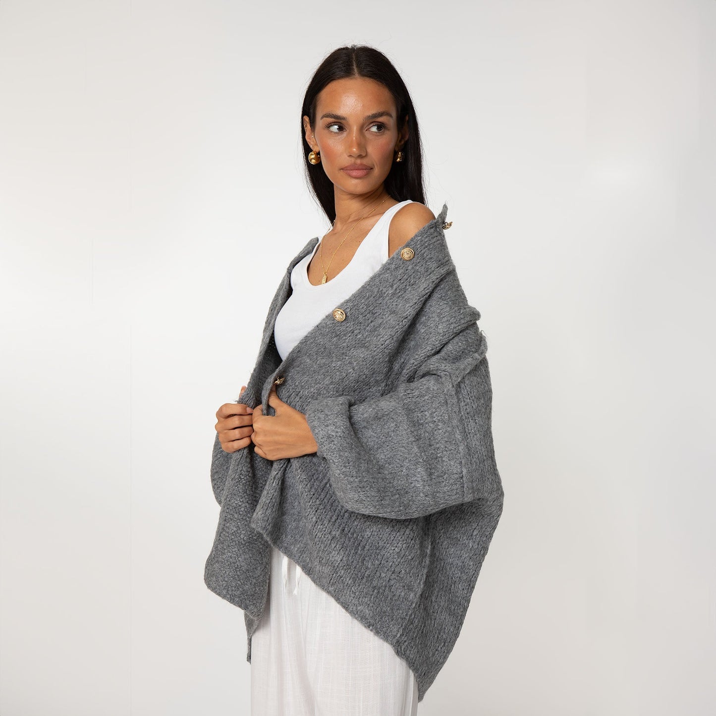 CLARA I SCHICKE ÜBERGROßE STRICKJACKE