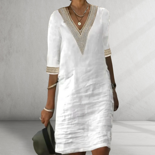 JANNEKE I ELEGANTES V-AUSSCHNITT KLEID