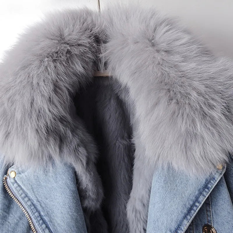 SARAH I KLASSISCHE JEANSJACKE MIT PELZ
