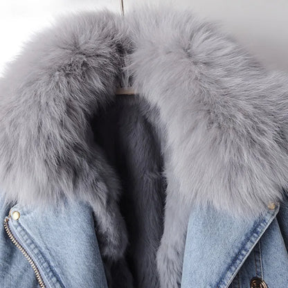 SARAH I KLASSISCHE JEANSJACKE MIT PELZ