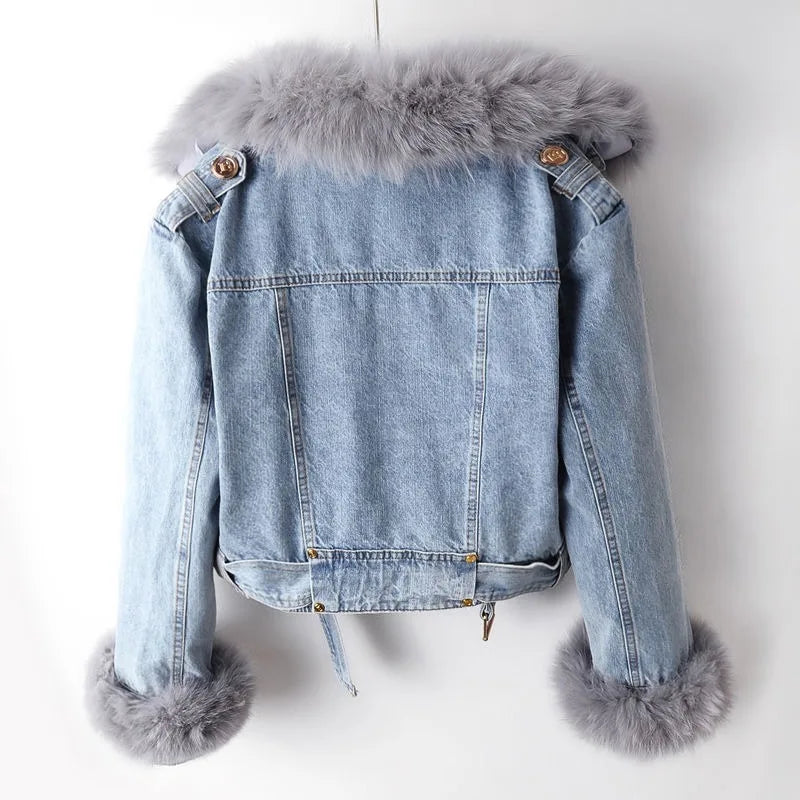 SARAH I KLASSISCHE JEANSJACKE MIT PELZ