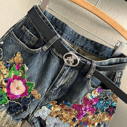 FRIEDEGARD I GEBLÜMTE DENIM-SHORTS